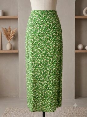 Zara Green Floral Maxi Skirt